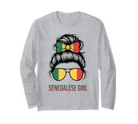 Senegalse Girl Senegal Pride Flag Game Day Slogan Spirit Manga Larga