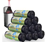 SENENQU 200 bolsas de basura de 30 l con cordón, bolsas de basura con asa, muy a prueba de fugas, 10 rollos, bolsas de basura con cordón, 30 litros, grandes, 62 x 54 cm, color negro