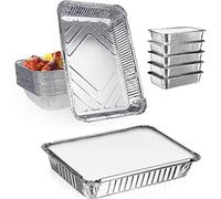 SENENQU 30 Piezas Bandejas Aluminio Desechables 2200 ml con Tapa, Recipientes Rectangulares para Horno, Asar, Congelar y Transportar Comida en Catering, Buffet, Barbacoa y Cocina Diaria