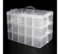 SENENQU clasificadoras grandes para piezas pequeñas, 30 compartimentos, apilables, caja de plástico transparente - 32 x 19 x 24 cm