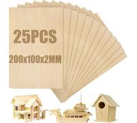 SENENQU Madera de tilo, 25 piezas de 200 x 100 x 2 mm, Tablero Placas de Madera para Manualidades, ideal para proyectos láser, modelos de bricolaje, artes y manualidades, pinturas