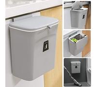 Senenqu - Papelera colgante de cocina con tapa, 9 l, cubo de basura para pared, cocina, para camping, coche, colgante, para puertas de armarios o cuarto de baño, 29,5 x 13 x 23,7 cm