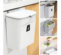Senenqu - Papelera colgante de cocina con tapa, 9 l, cubo de basura para pared, cocina, para camping, coche, colgante, para puertas de armarios o cuarto de baño, 29,5 x 13 x 23,7 cm
