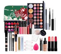 Senermter Kit de maquillaje todo en 1, navideño, a prueba de agua, 21 piezas, rojo, para mujer