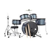 Senfot Juego de batería para instrumentos musicales, juegos de batería junior con bajo, Tom-Tom, Snare, platillos, Hi-Tone, palos, pedal base y taburete, juego para principiantes negro (rojo, 3 piezas