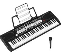 Senfot Teclado Piano de 61 teclas, teclado de piano eléctrico portátil, con auriculares y micrófono, bolsa de transporte para un fácil transporte, perfecto para principiantes y regalo, sin soporte