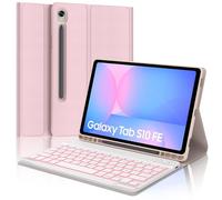 SENGBIRCH - Carcasa de teclado para Samsung Galaxy Tab S10 FE 2025/S9 FE de 10,9 pulgadas, teclado francés con retroiluminación 7 colores desmontable inalámbrico Bluetooth, funda para Galaxy Tab S9 de