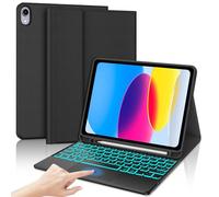 SENGBIRCH - Carcasa para iPad 11ª A16 2025/10ª 10.9" con teclado táctil - AZERTY francés Touchpad retroiluminado 7 colores teclado desmontable inalámbrico Bluetooth, negro