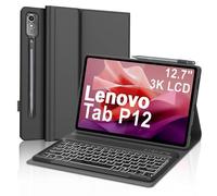 SENGBIRCH Funda con Teclado para Lenovo Tab P12 12.7", Lenovo Tab P12 Funda Teclado, Español Bluetooth Retroiluminación Inalámbrico Desmontable para Lenovo P12 Tablet 2023 12.7 TB370FU, Negro