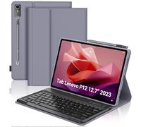 SENGBIRCH Funda con Teclado para Lenovo Tab P12 12.7", Teclado Español Ñ Bluetooth Inalámbrico Desmontable para Lenovo P12 Tablet 2023 12.7 TB370FU, Lavanda