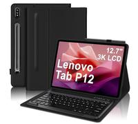 SENGBIRCH Funda con Teclado para Lenovo Tab P12 12.7", Teclado Español Ñ Bluetooth Inalámbrico Desmontable para Lenovo P12 Tablet 2023 12.7 TB370FU, Negro