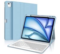 SENGBIRCH Funda de teclado para iPad Pro 12.9 6ª/5ª/4ª/3ª generación, teclado desmontable con diseño del Reino Unido, funda para iPad Air de 13 pulgadas 2025 M3/2024 M2, azul