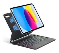 SENGBIRCH Funda teclado para iPad 10 Generación 10.9" 2022, Trackpad Muti-Touch, Soporte Magnético Retroiluminación de 7 Colores Magic Bluetooth Teclado Italiano QWERTY, Negro