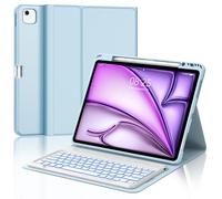SENGBIRCH Funda Teclado para iPad Air 13 Pulgadas 2025 M3/2024 M2, Bluetooth Desmontable, Español Ñ Retroiluminación Teclado para iPad Air 13 M3/M2 2025/2024, Azul Claro