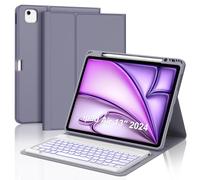 SENGBIRCH Funda Teclado para iPad Air 13 Pulgadas 2025 M3/2024 M2, Bluetooth Desmontable, Español Ñ Retroiluminación Teclado para iPad Air 13 M3/M2 2025/2024, Púrpura Lavanda
