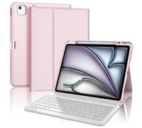 SENGBIRCH Funda Teclado para iPad Air 13 Pulgadas 2025 M3/2024 M2, Bluetooth Desmontable, Español Ñ Teclado para iPad Air 13 M3/M2 2025/2024, Rosa Claro