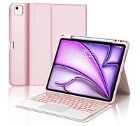 SENGBIRCH Funda Teclado para iPad Air 13 Pulgadas 2025 M3/2024 M2 con Touchpad, Bluetooth Desmontable, Español Ñ Retroiluminación Teclado para iPad Air 13 M3/M2 2025/2024, Rosa