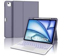 SENGBIRCH Funda Teclado para iPad Air 13 Pulgadas 2025 M3/2024 M2 con Touchpad, Bluetooth Desmontable, Español Ñ Retroiluminación Teclado para iPad Air 13 M3/M2 2025/2024, Púrpura Lavanda