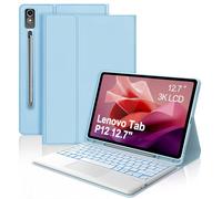 SENGBIRCH Funda Teclado para Lenovo Tab P12 12.7" con Touchpad, Teclado Español Ñ Bluetooth Inalámbrico Desmontable Retroiluminación para Lenovo P12 Tablet 2023 12.7 TB370FU, Azul