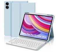 SENGBIRCH Funda Teclado para Redmi Pad Pro 12,1 Pulgada 2024 - Teclado Español Ñ Bluetooth Desmontable, Azul Claro