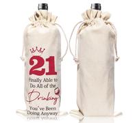 SengTu Bolsas de regalo de vino número 21 para mujer, ella, él, mamá, decoraciones de aniversario, cumpleaños, fiesta para compañeros de trabajo, amigos, con lazos de corbata
