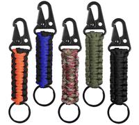 SENHAI - 5 llaveros de cuerda de paracaídas, llavero trenzado con clip para colgar llaves o linterna, para acampar al aire libre, pesca, mochila para hombres y mujeres