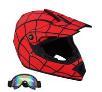 Senhill Casco Motocross Casco de Moto Dot Cara Completa Casco Estilo Spiderman Off Road Casco Dirt Bike con Gafas para niños Unisex (L)