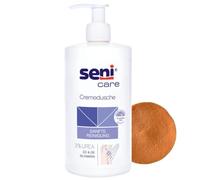 Seni Care Crema de ducha 3% de urea, 500 ml, gel de ducha para piel seca y | Gel de ducha sensible con 3 % de urea, cuidado de ducha hidratante con omega-3 y omega-6 + esponja Olanmarp