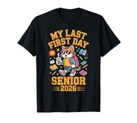 Senior 2026 Mi último Primer día Cool Cat Regreso a la Escuela Niños Camiseta
