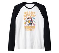 Senior 2026 Mi último Primer día Cool Cat Regreso a la Escuela Niños Camiseta Manga Raglan