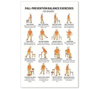 Senior Balance Exercises Poster Seated Chair Workout Chart for Seniors Beginners Standing Stability Mobility Guide Home Gym Wall-Art Decor