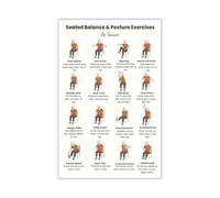 Senior Balance & Stability Poster - Seated Exercise Chart for Core Strength & Posture, Daily Workout Guide for Older Adults (Unframed,12x18inch(30x45cm))