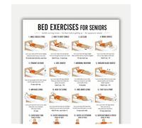 Senior Bedtime Morning Routine Poster 16 Gentle Pre Wake Up Actions for Elderly Exercise Table Canvas Print Wall-Art Fitness Guide