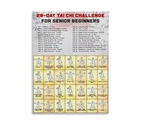 Senior Beginners Tai Chi Poster 28 Day Challenge for Gentle Fitness Canvas Wall Art for Home and Senior Living(Framed,12x18inch(30x45cm))
