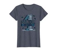 Senior: Estudiante de Primer año fue Hace Cuatro años - Regalo de graduación Camiseta, Mujer, Azul Jaspeado, L