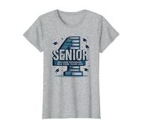 Senior: Estudiante de Primer año fue Hace Cuatro años - Regalo de graduación Camiseta, Mujer, Gris Jaspeado, L
