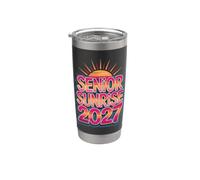 Senior Sunrise 2027 Groovy Retro 70s Clase de 2027 Grad Vaso térmico de acero inoxidable de doble pared