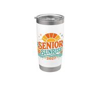 Senior Sunrise 2027 Retro Groovy Bold Clase de graduación Vaso térmico de acero inoxidable de doble pared