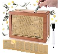 SENIURIS Hucha de madera para adultos, con objetivo de dinero y números (AUD10000)