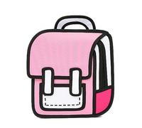SENIURIS Linda mochila de dibujos animados para niños y niñas, estilo de dibujo 2D, cómic, divertido, extraño, mochila escolar, Rosado, Normal, Mochilas de lona
