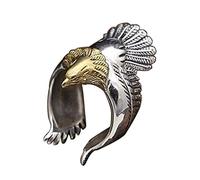 SEniutarm Anillos de compromiso y amor, alianzas de boda, anillo único de motociclista con águila voladora, estilo punk para hombre, anillo abierto vintage, joyería para mujeres/niñas, anillos de dedo