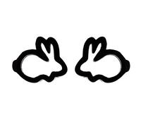 SEniutarm Pendientes para mujer, diseño de conejo hueco, aretes de conejo, joyería de fiesta, regalo de Pascua, joyería de declaración, Metal, color negro