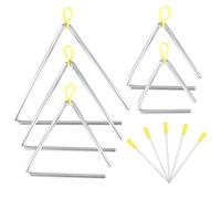 SENJEOK 5 campanas triangulares de instrumento de 5 tamaños, 4, 5, 6, 7, 8 pulgadas, percusión de mano triangular con golpeador para iglesia de rima de granja