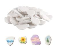 SENJEOK 50 piedras planas blancas para pintar, 5-8 cm | Piedras blancas para decoración de jardín, bodas, fiestas