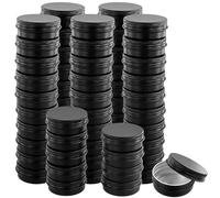 SENJEOK 60 tarros de aluminio negro de 30 ml, recipientes de aluminio de 52 x 20 mm con tapas, latas redondas de 28.3 g para hacer velas, manualidades
