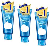 Senka Perfect Whip 120 g, espuma limpiadora facial hidratante, enriquecida con seda y ácido hialurónico, fabricada en Japón, juego de 3