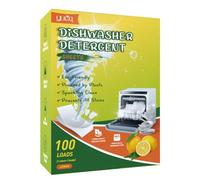 SENLINLIN 100 hojas para lavavajillas orgánicas, sin plástico, sin productos químicos, limpieza potente, de rápida solución, sin residuos, aroma a limón