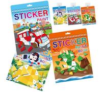 SENLINLIN Set de 3 Libros de Pegatinas para Niños 4-8 Años, 21 Imágenes por Números, Colgables, Actividades Educativas y para Viajes en Avión, Desarrollo de Inteligencia, Regalo Ideal para Niños