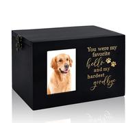 SENLINLIN Urna de Madera para Mascotas, Caja Conmemorativa con Portafotos y Árbol de la Vida, para Cenizas de Perros o Gatos hasta 25kg, Recuerdo Eterno