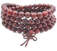 Senlinmu Pulsera Mala, 108 Cuentas de oración Collar de meditación Budista tibetana de Madera Natural Buda